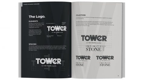 tower logo magazine spread mockup