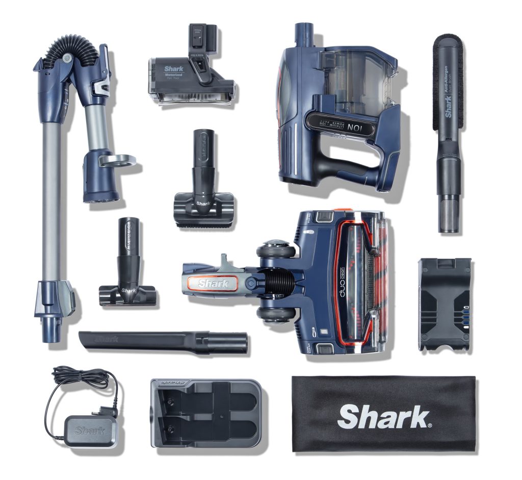 shark hoover seperated into parts for a product image